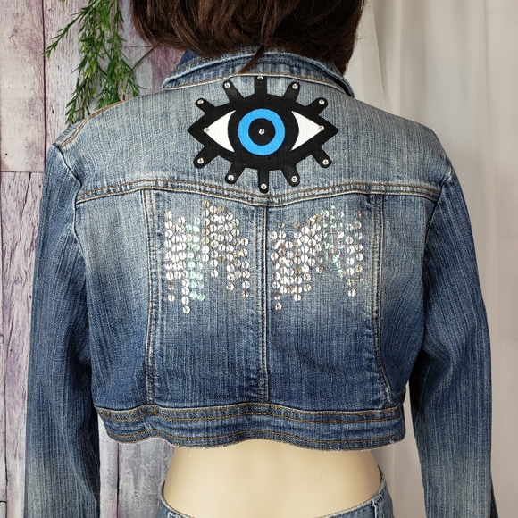 Evil Eye Denim Jacket Vest - Customized - Picture 11 of 16